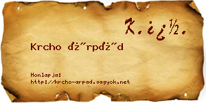 Krcho Árpád névjegykártya
